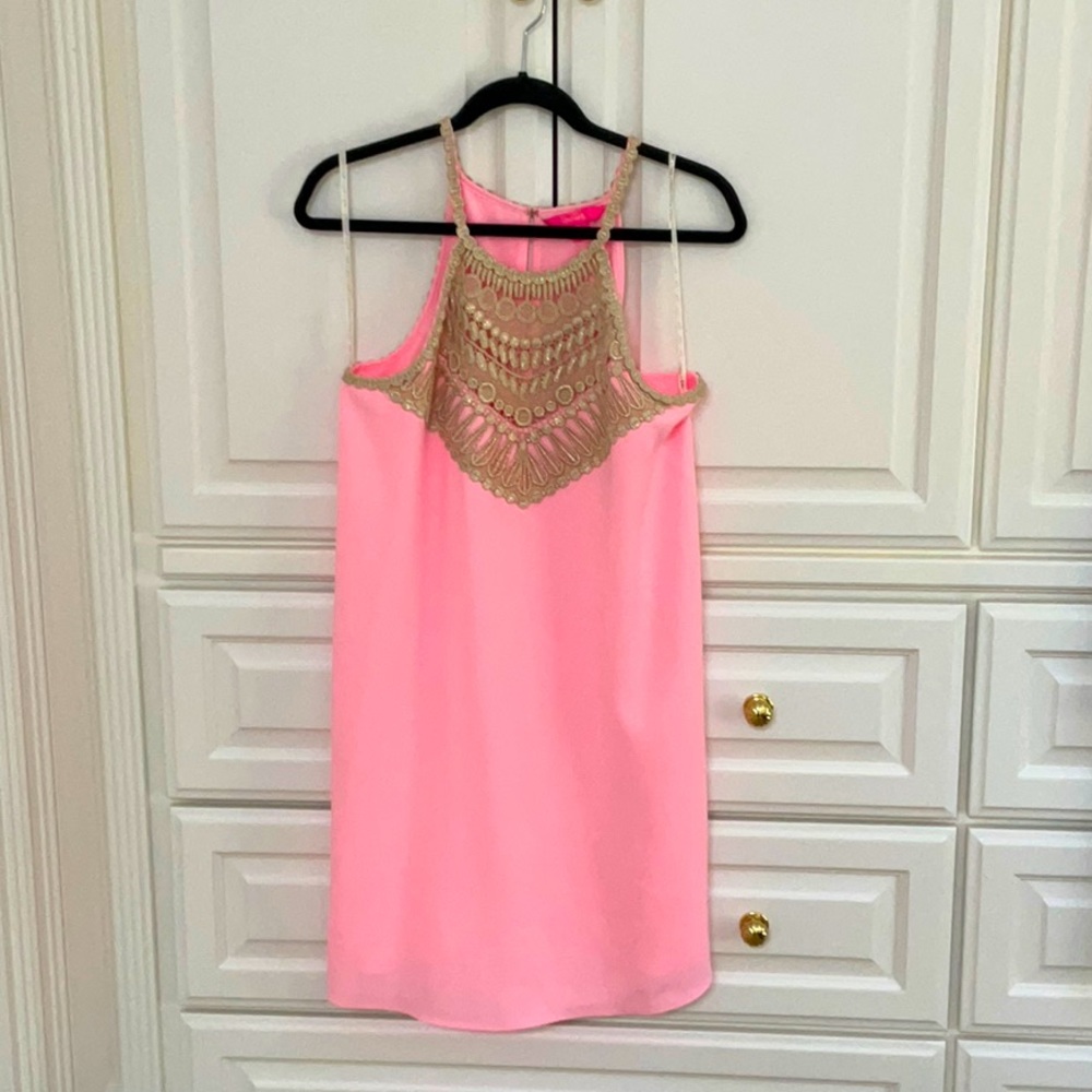 Lilly Pulitzer light pink and gold shift